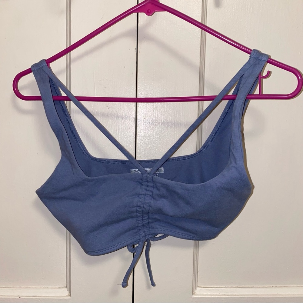 Forever 21 Medium Blue Mirage Ruched Drawstring Sports Bra